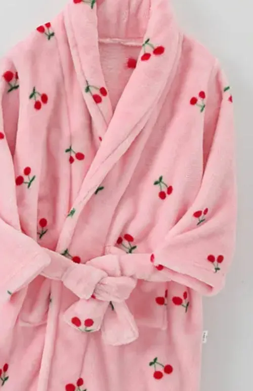 Kids Pink Cherry Dressing Gown