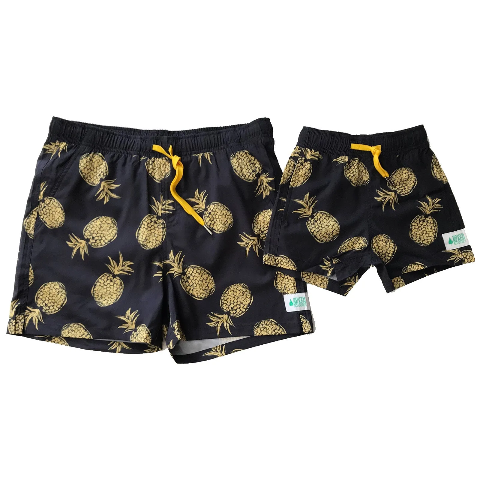 Kids Stretchy Trunks: Gold Pineapples