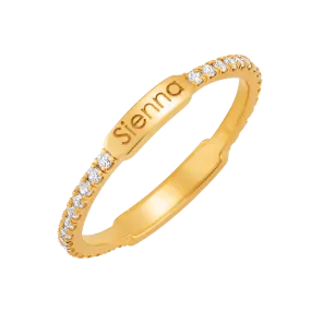 Children Engraved U-Pave Diamond Ring