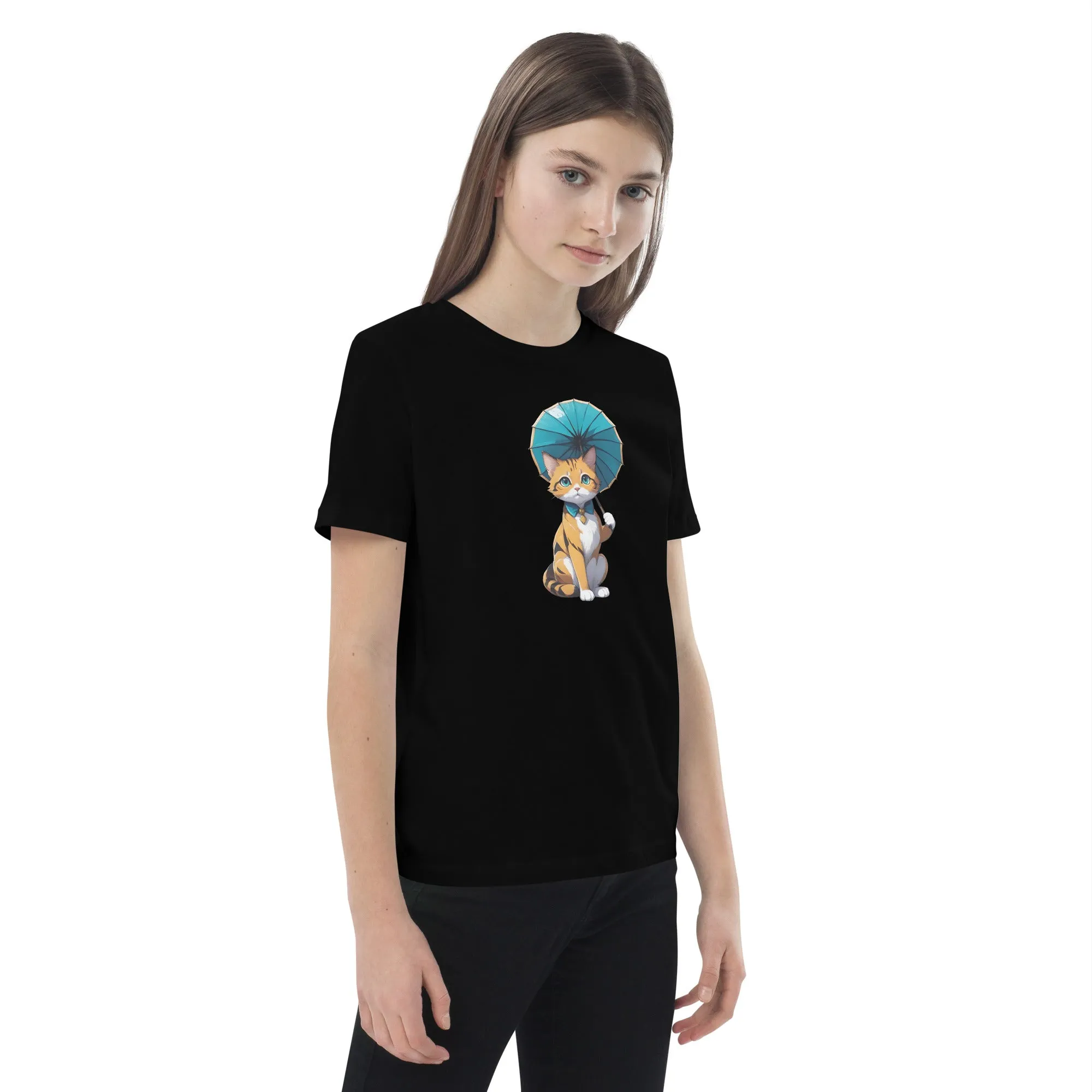 Kitten with Parasol Organic Cotton Kids' T-shirt