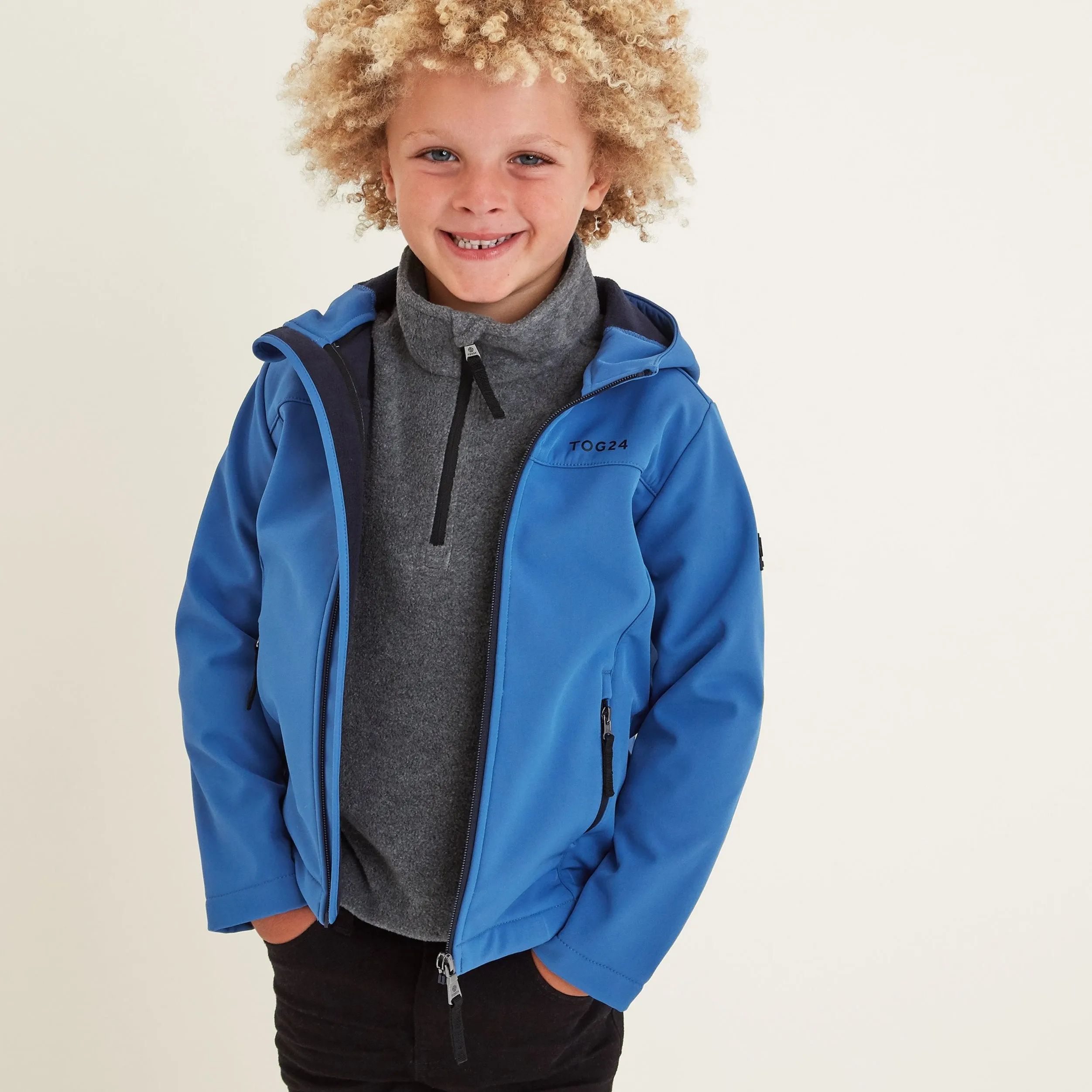 Koroma Kids Softshell Hooded Jacket - Aegean Blue