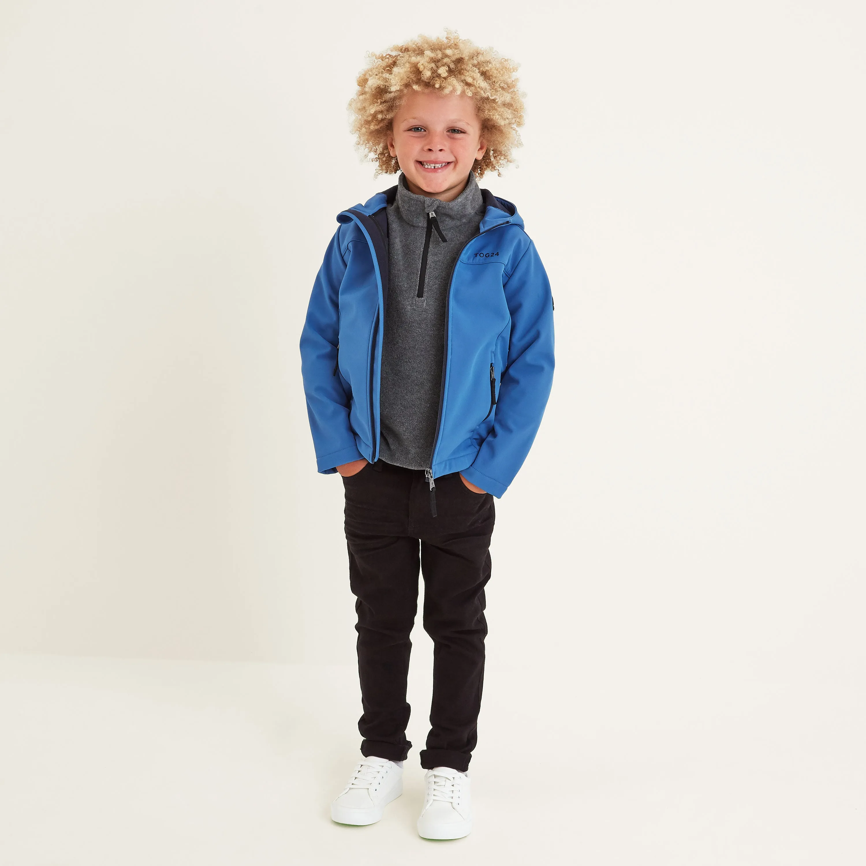 Koroma Kids Softshell Hooded Jacket - Aegean Blue