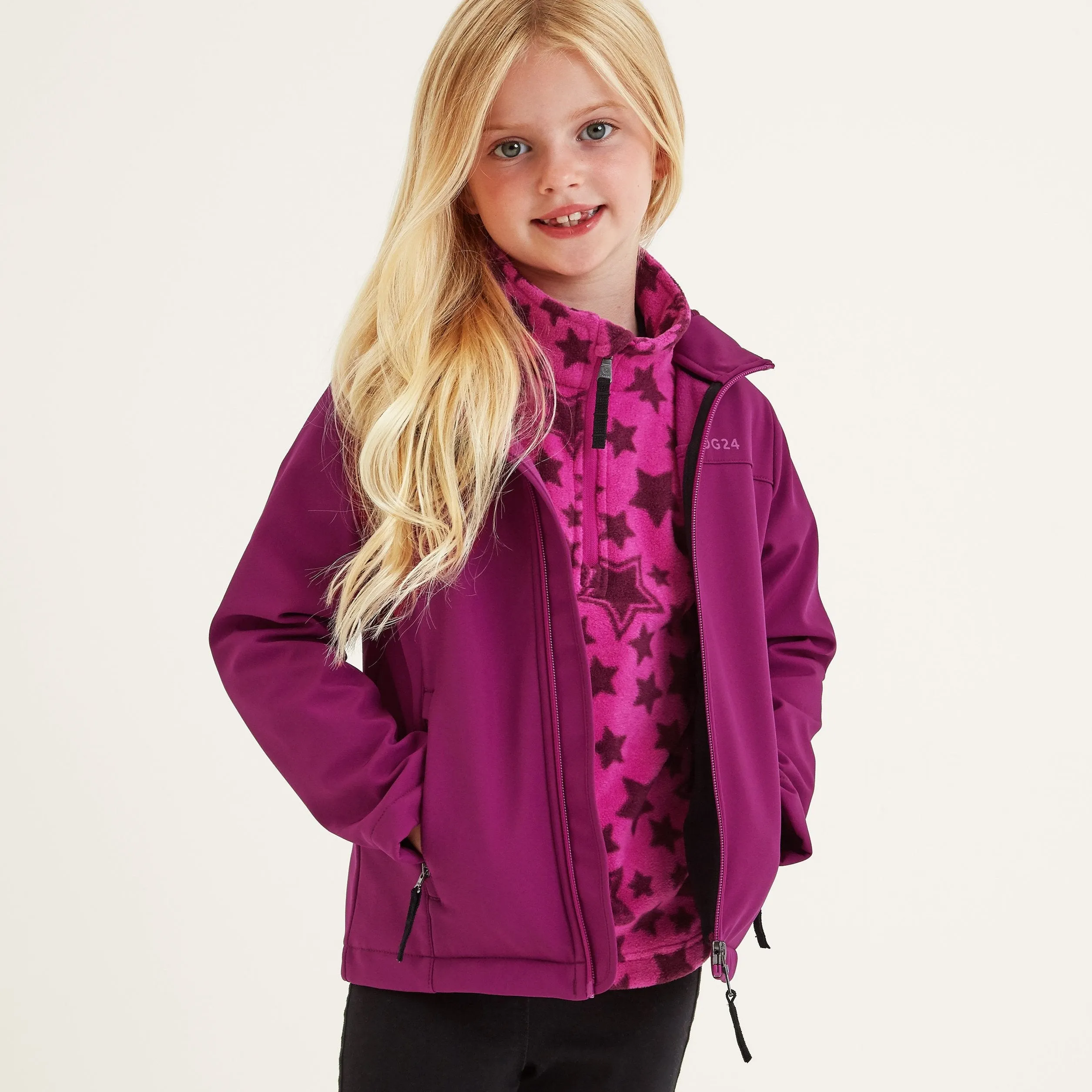 Koroma Kids Softshell Hooded Jacket - Purple Berry