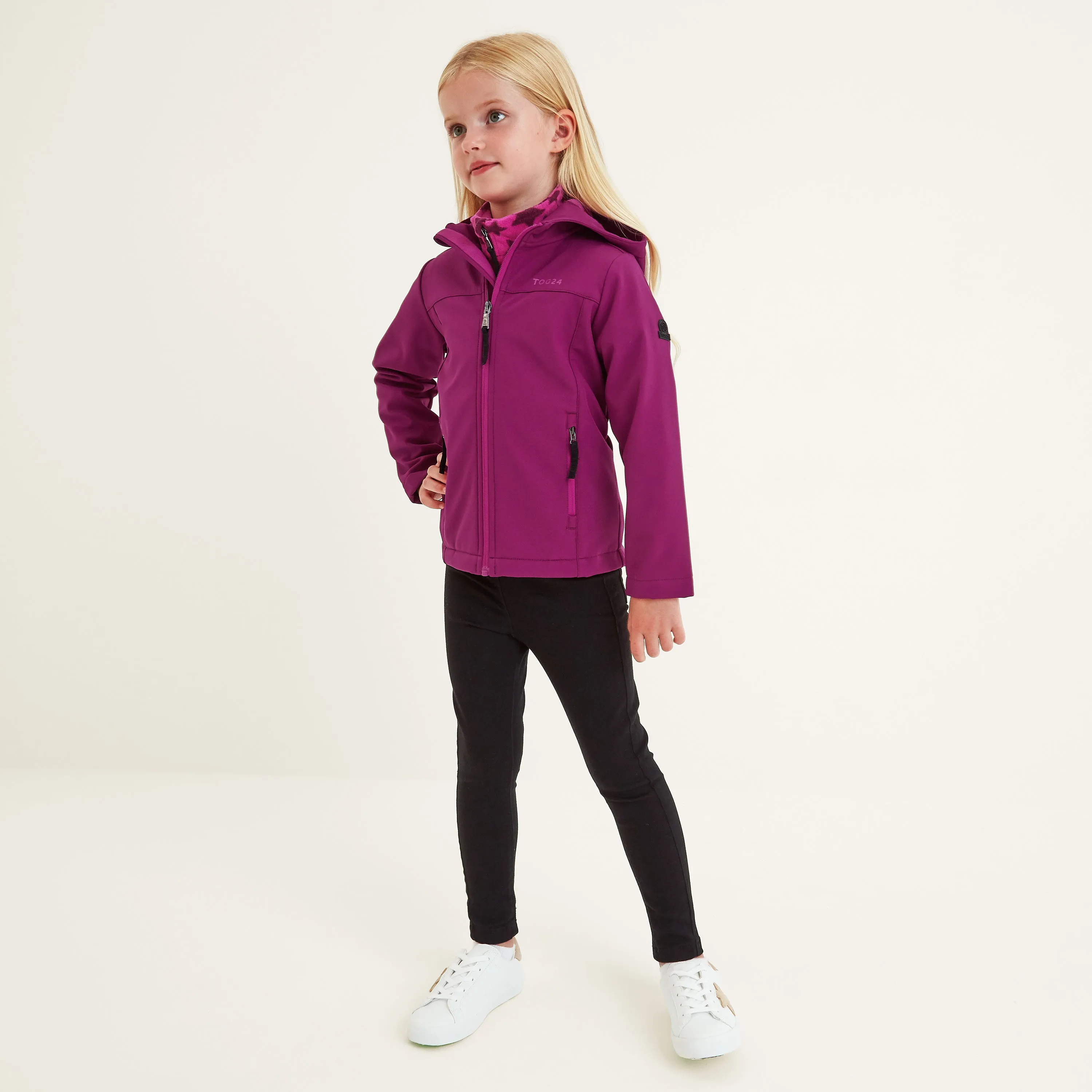 Koroma Kids Softshell Hooded Jacket - Purple Berry