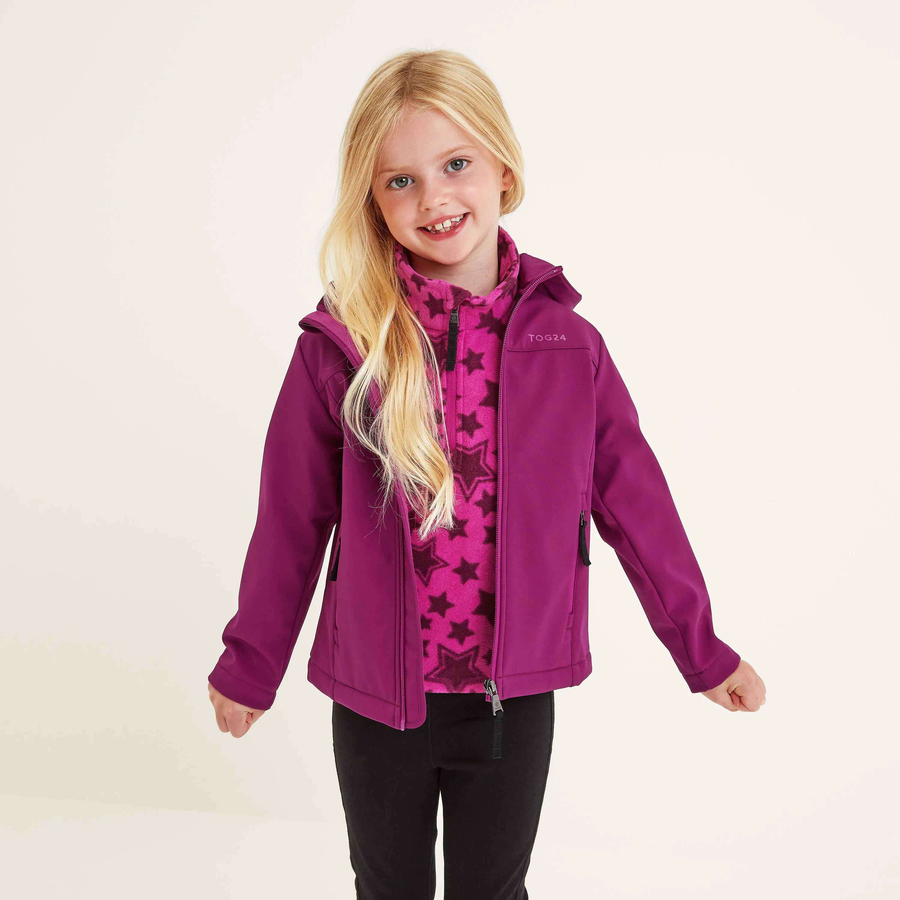 Koroma Kids Softshell Hooded Jacket - Purple Berry