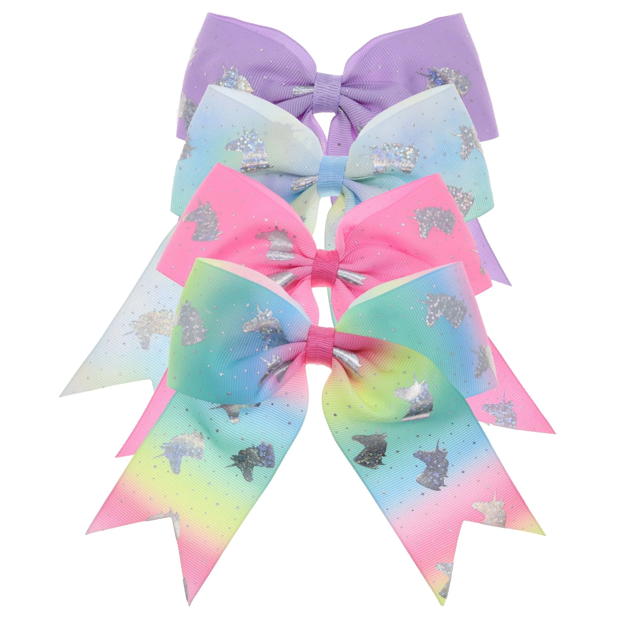 Large Glitter Unicorn Hair Bows - Pack of 4