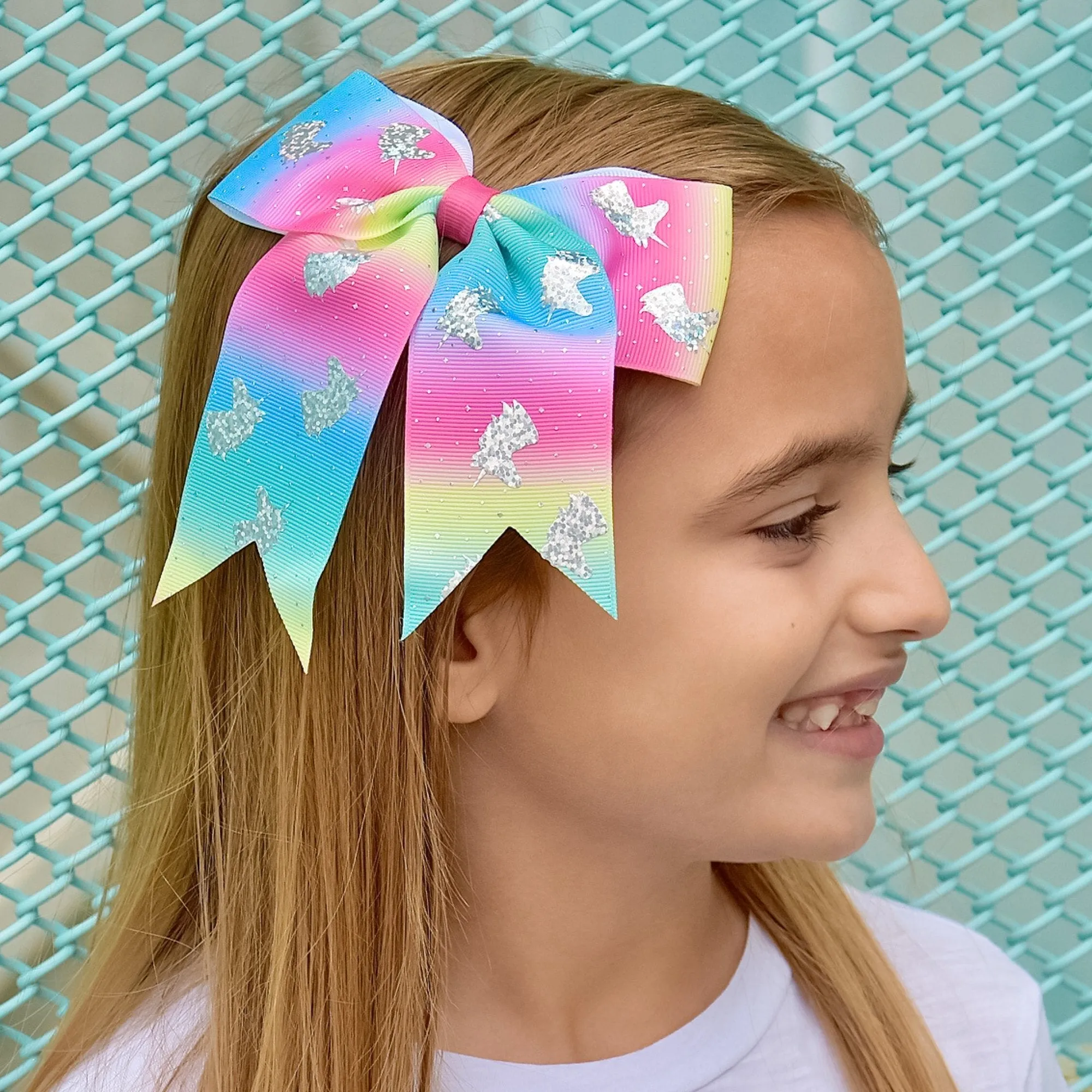 Large Glitter Unicorn Hair Bows - Pack of 4