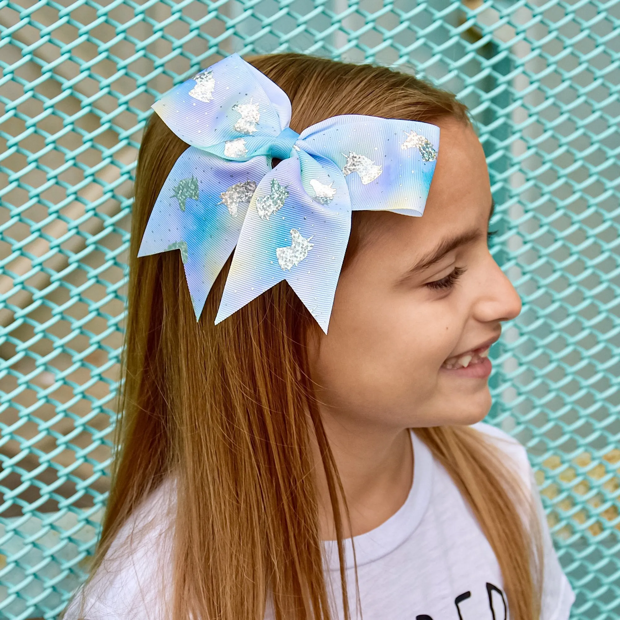 Large Glitter Unicorn Hair Bows - Pack of 4