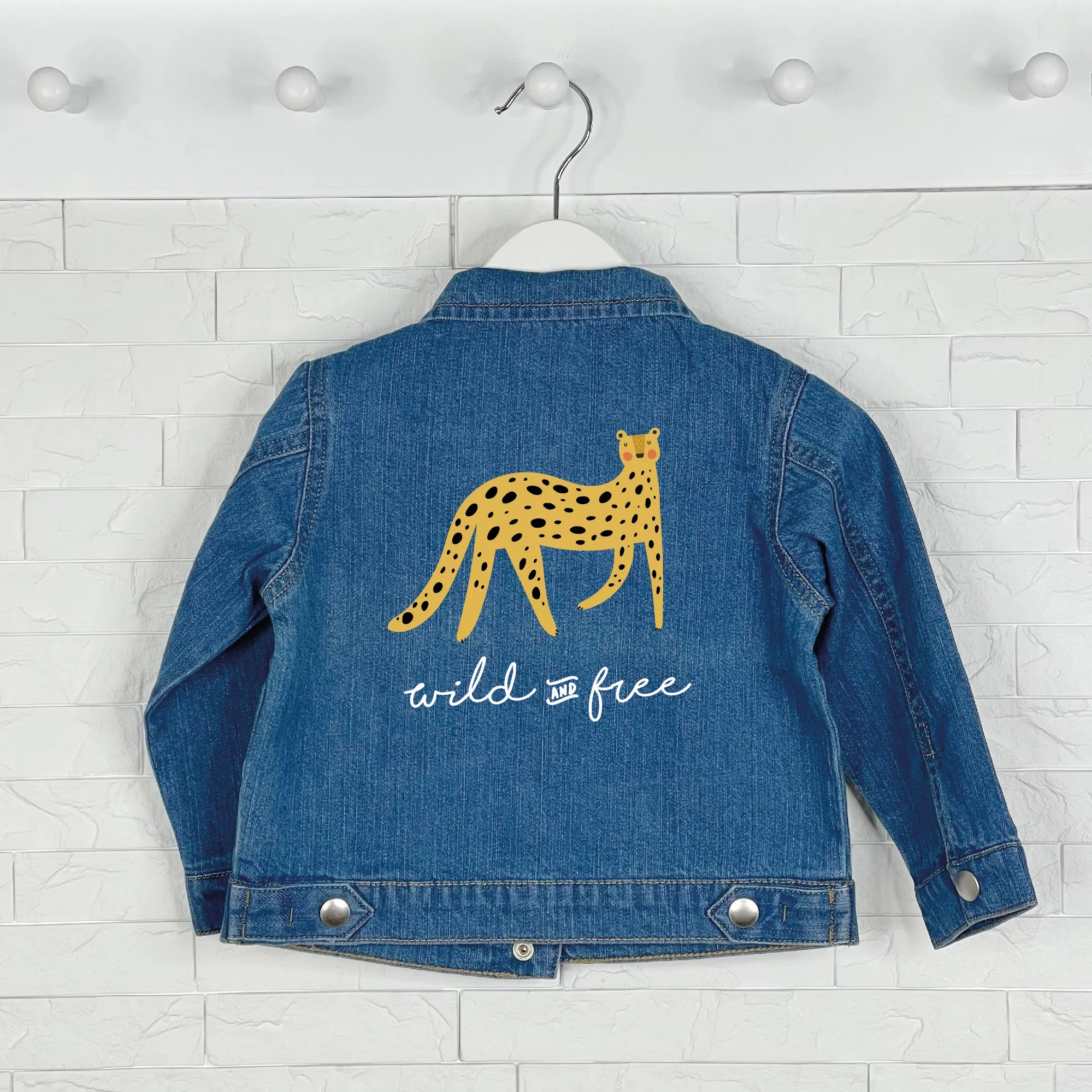 Leopard Wild And Free Baby/Kids Denim Jacket