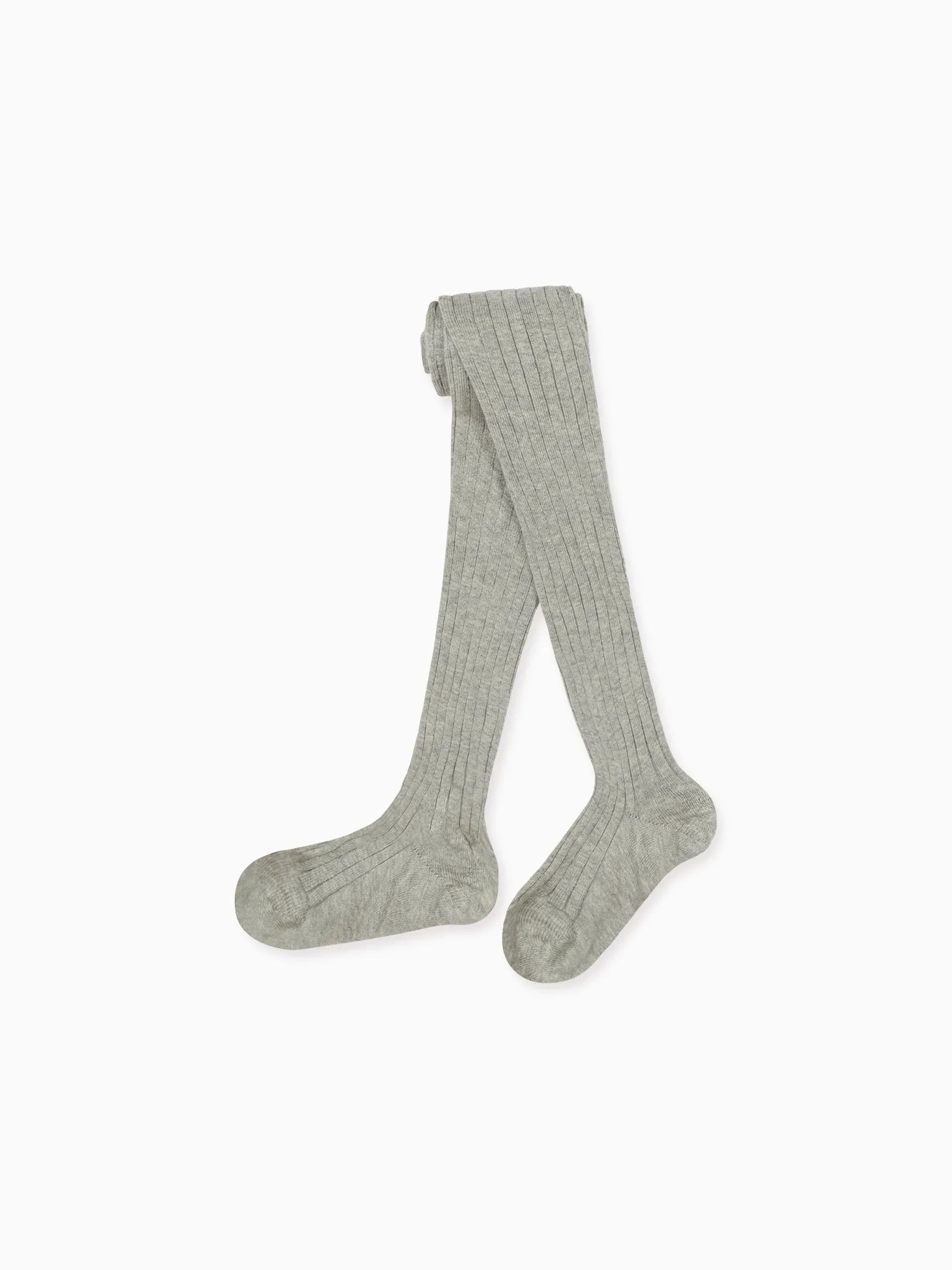 Light Grey Melange Ribbed Kids Tights