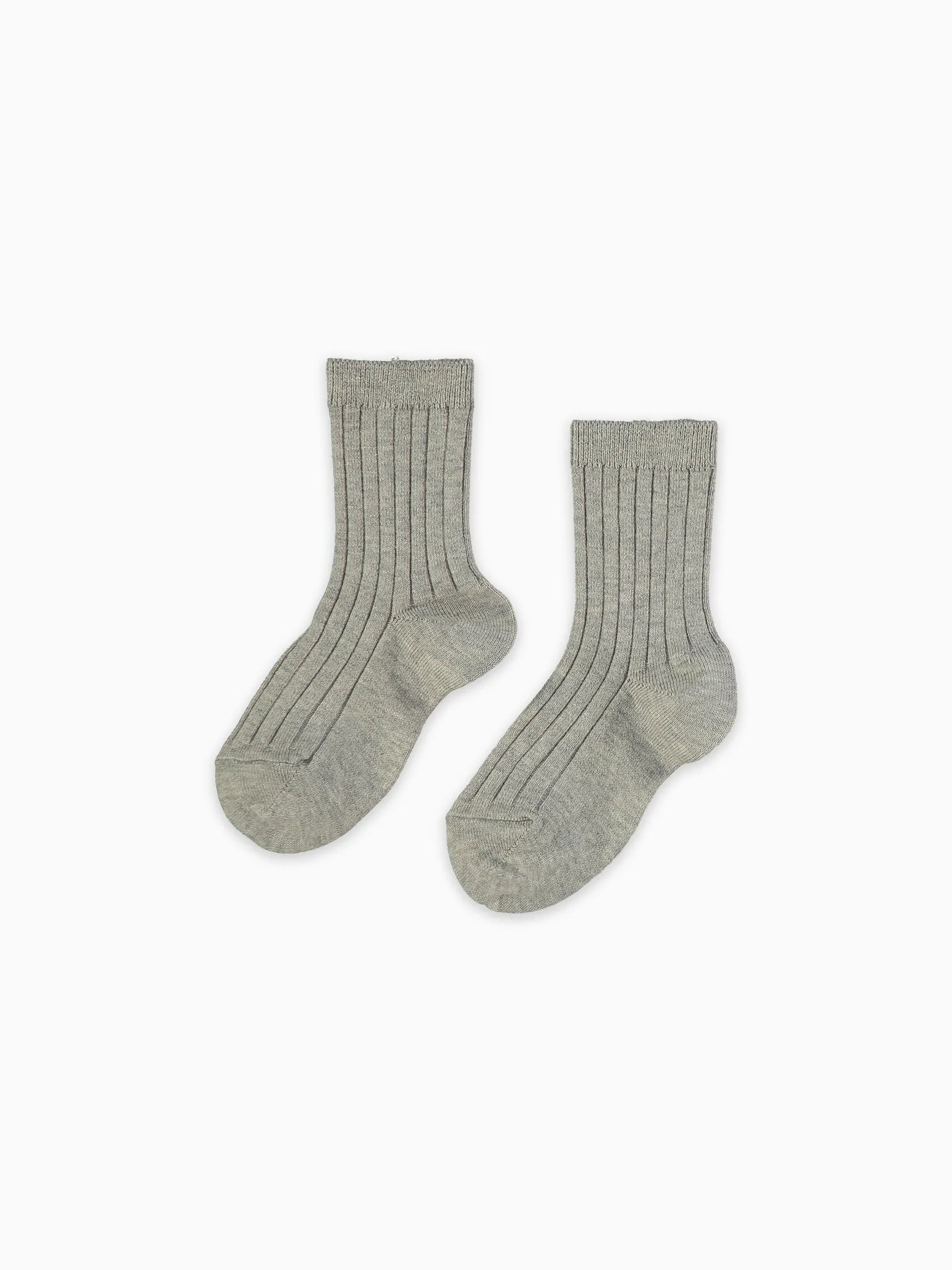 Light Grey Melange Ribbed Short Kids Socks Set