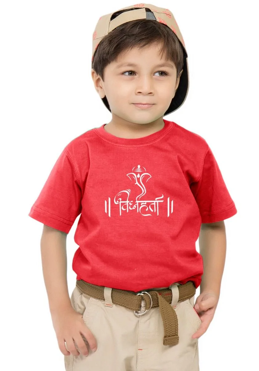 Line Art Vighnaharta Kids T-Shirt