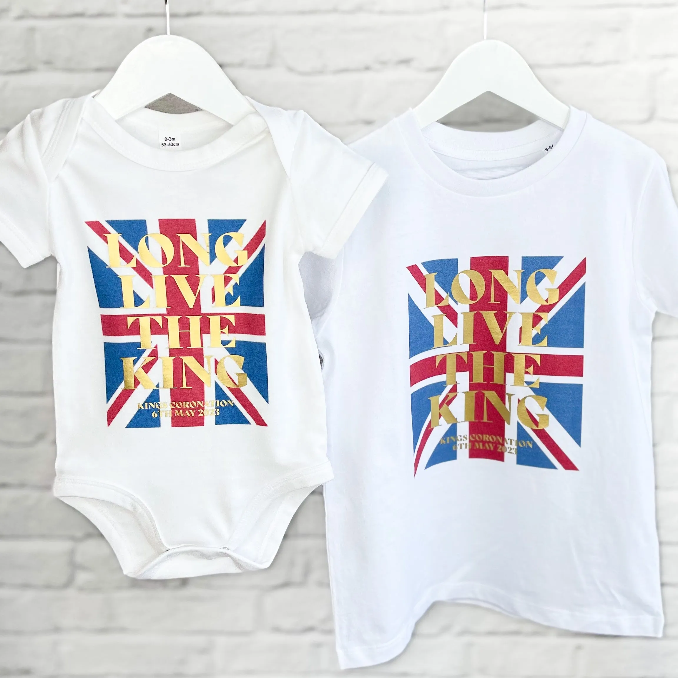 Long Live The King Coronation Union Jack Kids T Shirt/Babygrow