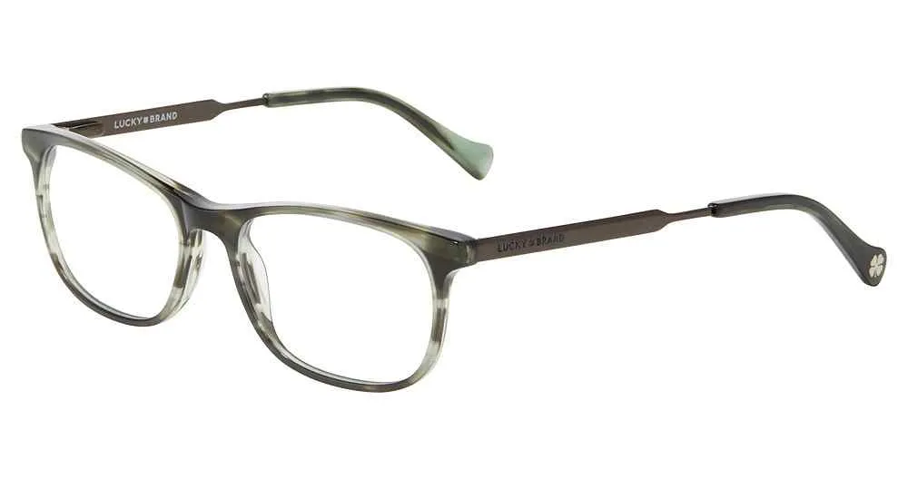 Lucky Brand D817 0GRN Eyeglasses Youth Kids Boy's Green Horn Full Rim 49-19-140