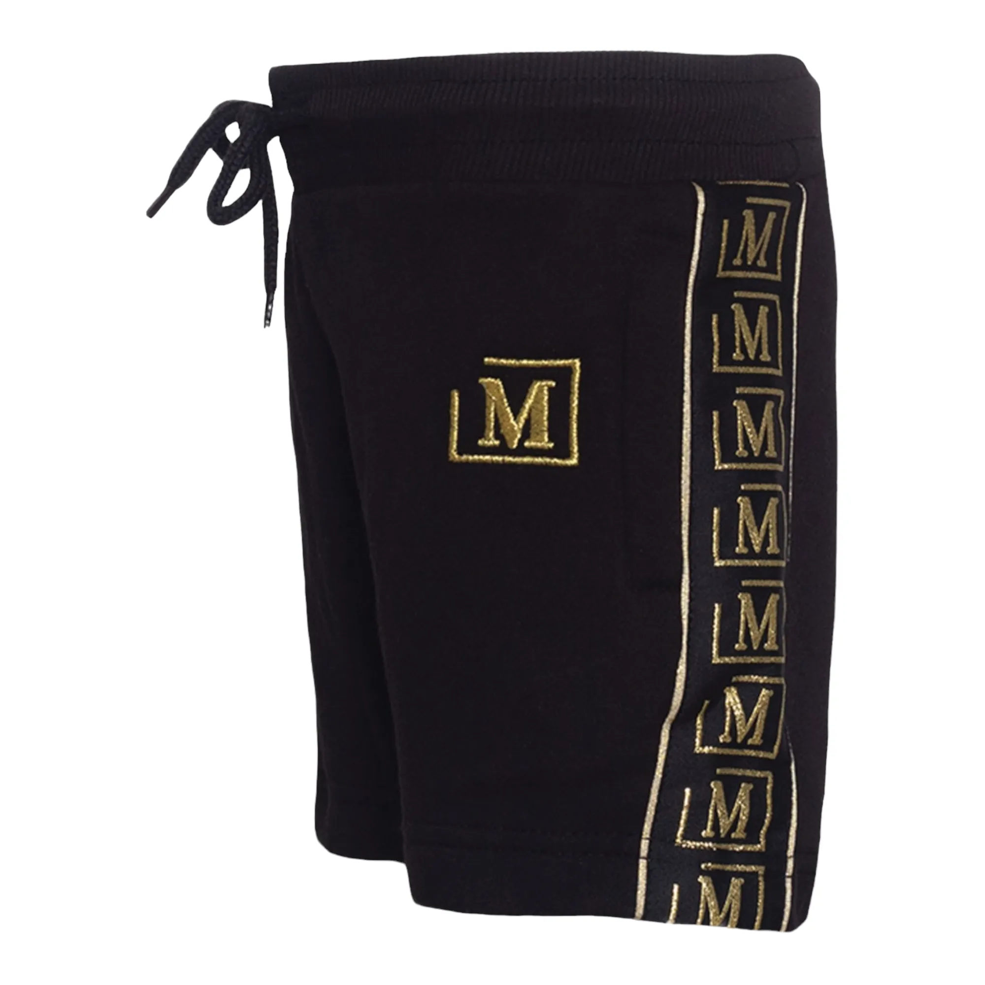 MDB Brand Kids Logo Tape Shorts - Black w/ Metallic Logo