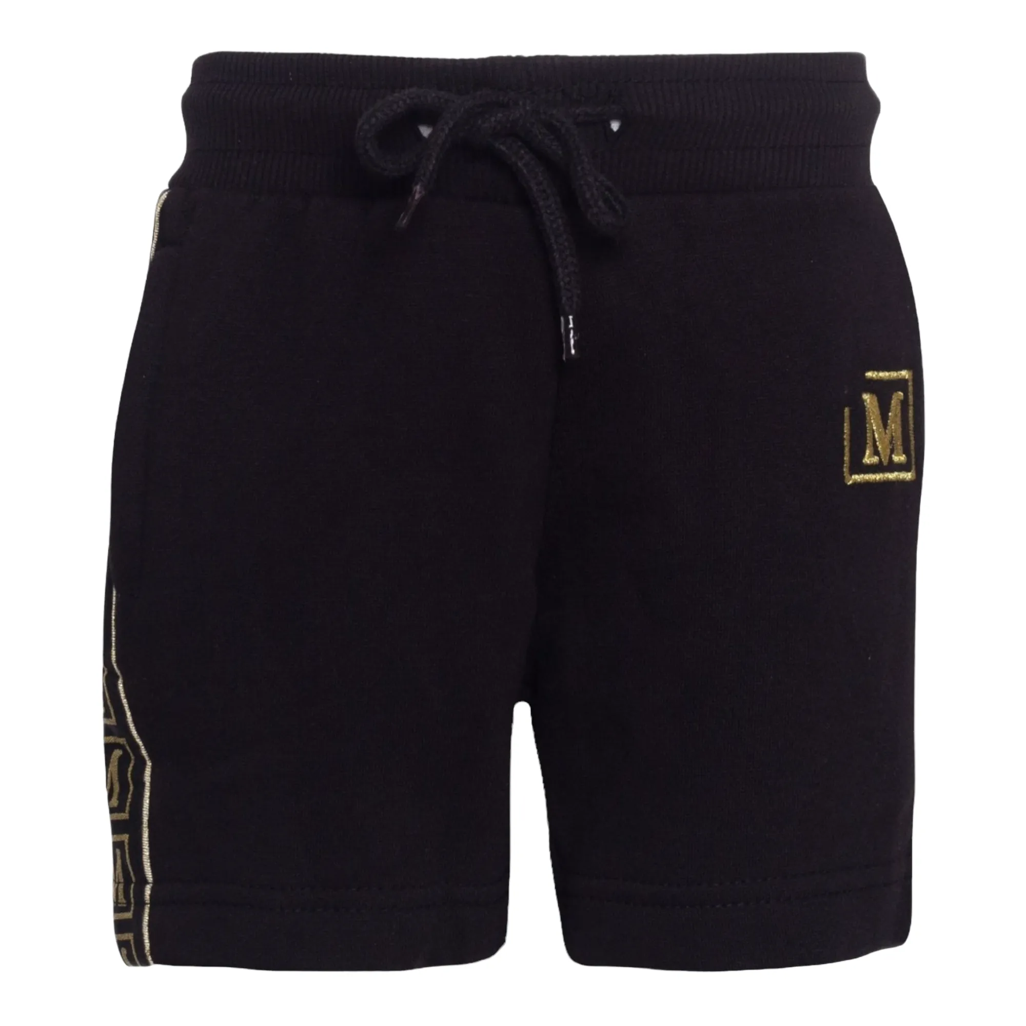 MDB Brand Kids Logo Tape Shorts - Black w/ Metallic Logo