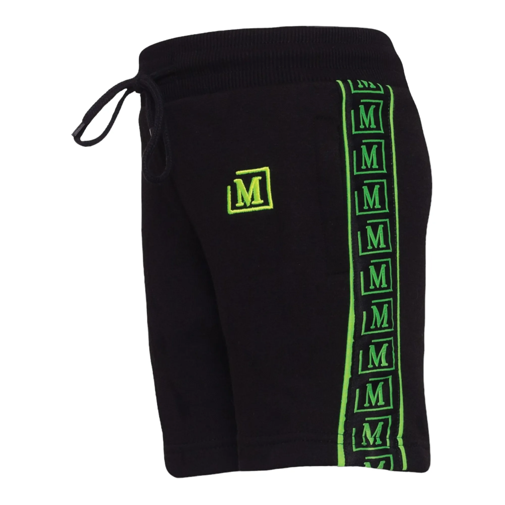 MDB Brand Kids Logo Tape Shorts - Black w/ Neon Logo