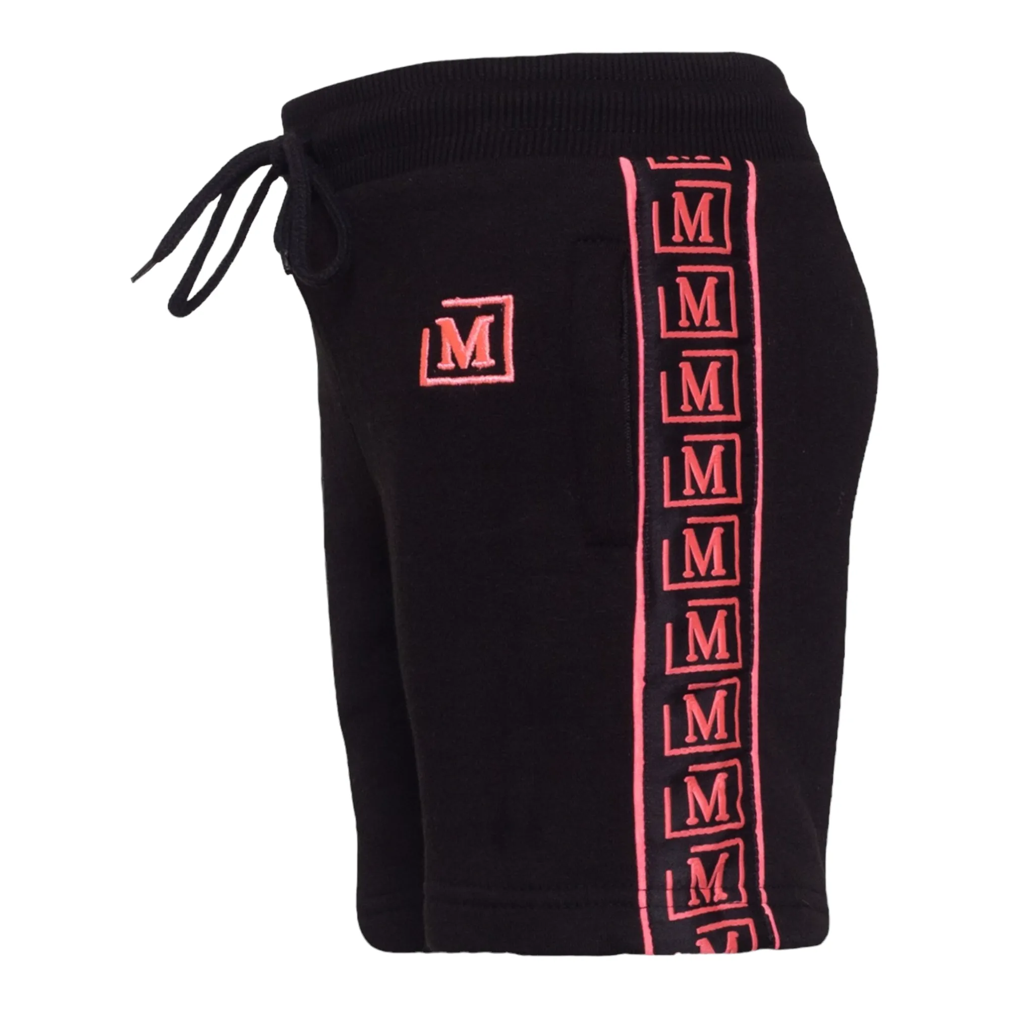 MDB Brand Kids Logo Tape Shorts - Black w/ Neon Logo