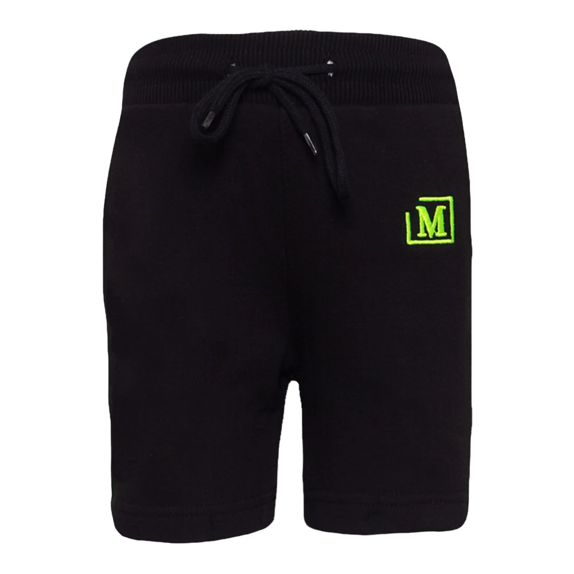 MDB Brand Kids Logo Tape Shorts - Black w/ Neon Logo