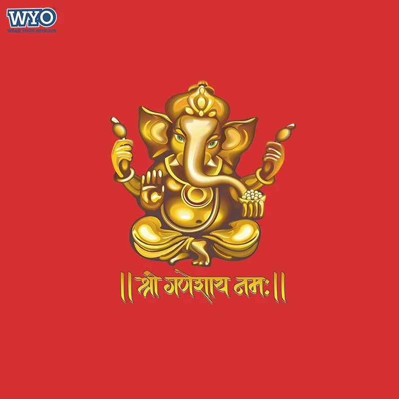 Metallic Gold Ganesha Kids T-Shirt