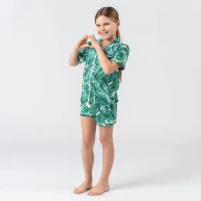 Midnight Mischief - Baby & Kids Luxe Satin Personalised Short Sleeve Pyjama Set | Hamptons Print