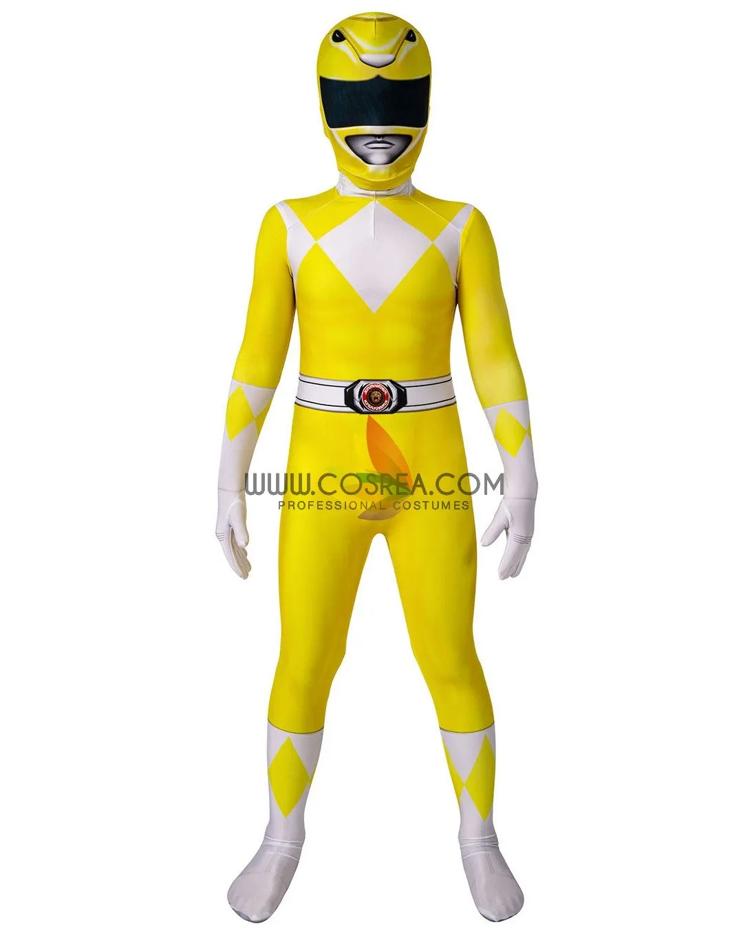 Kids Size Digital Printed Cosplay Costume of Mighty Morphin Power Rangers Yellow Ranger