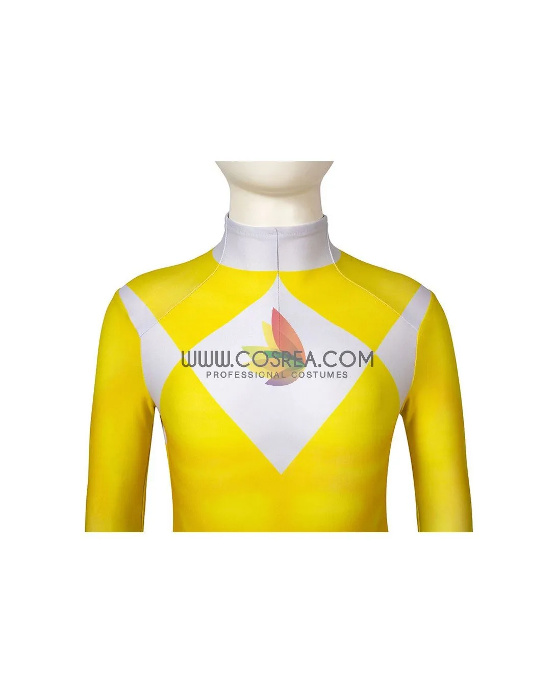 Kids Size Digital Printed Cosplay Costume of Mighty Morphin Power Rangers Yellow Ranger