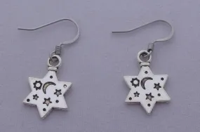 Star and Moon Earrings with Stars