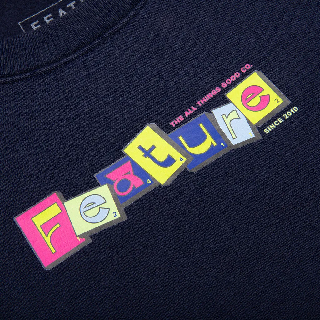 Navy Kids Scrabble Crewneck