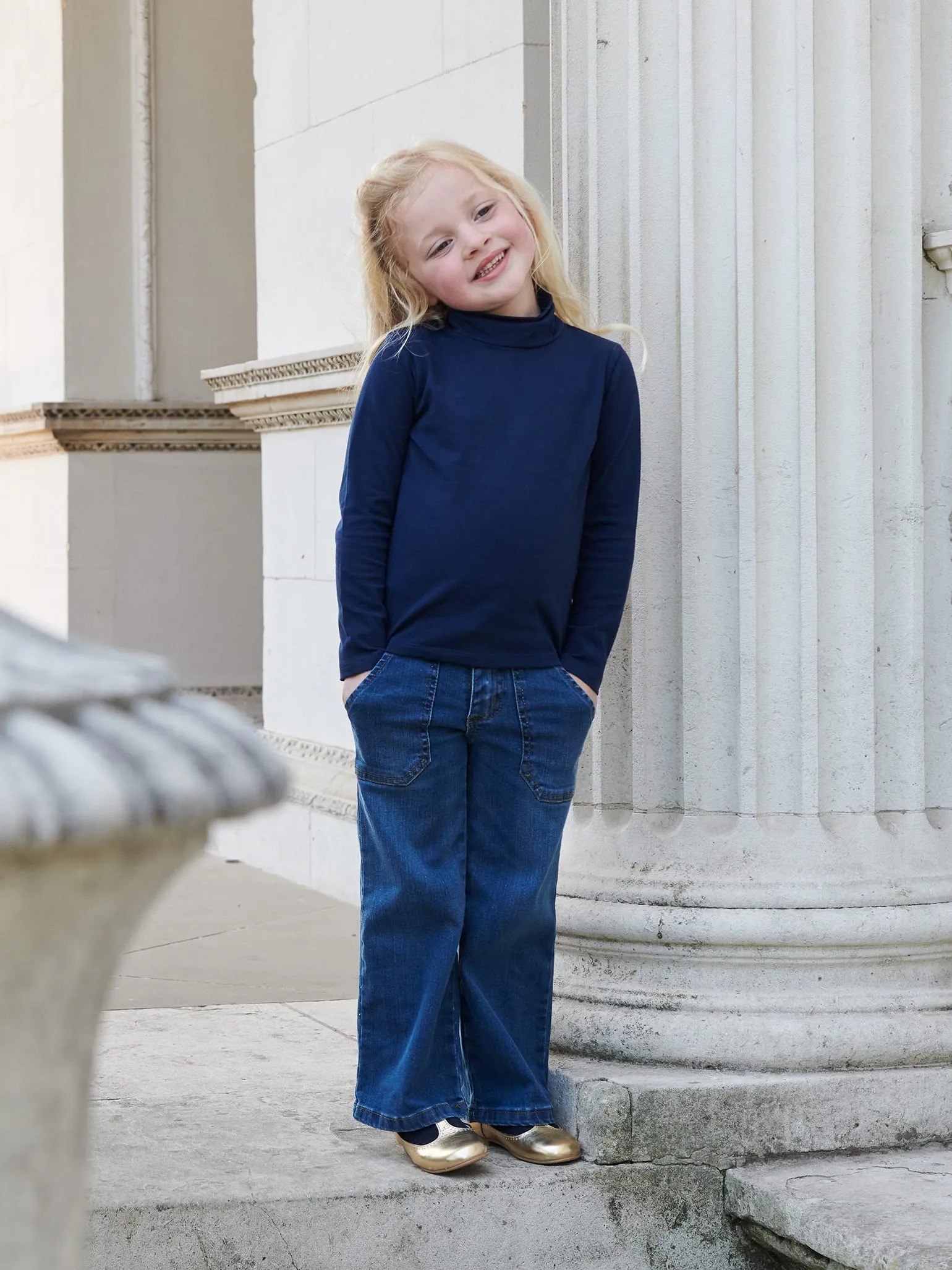 Navy Jersey Sarto Long Sleeve Kids Top