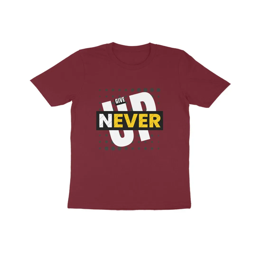 Typography Print Cotton Half Sleeve T-Shirt for Kids - Never Give UP