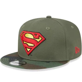 New Era Kids 9FIFTY DC Superman Flat Peak Snapback Cap - New Olive