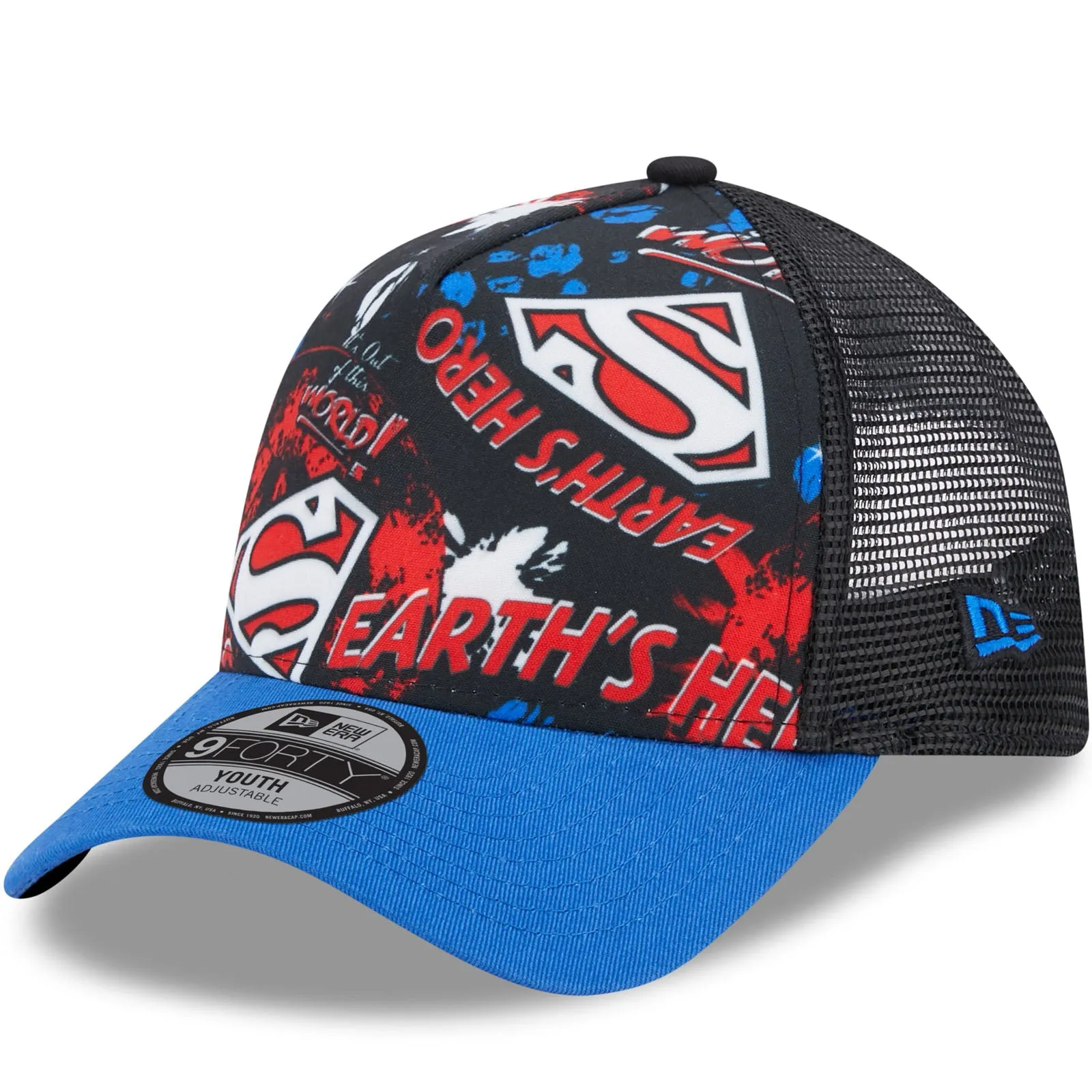 New Era Kids 9FORTY DC Print Superman Snapback Trucker Cap - Saphire