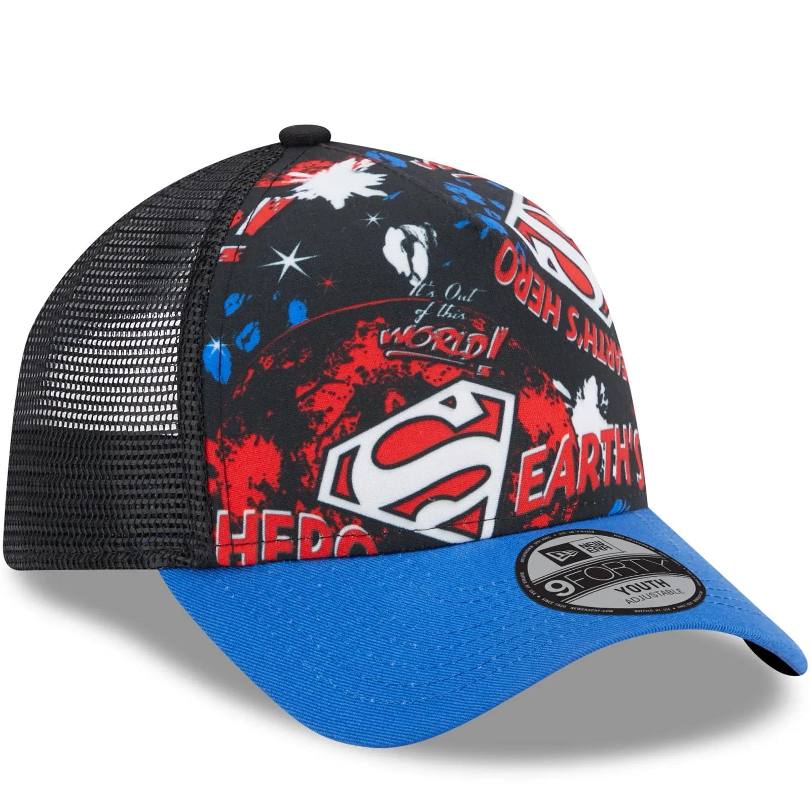 New Era Kids 9FORTY DC Print Superman Snapback Trucker Cap - Saphire