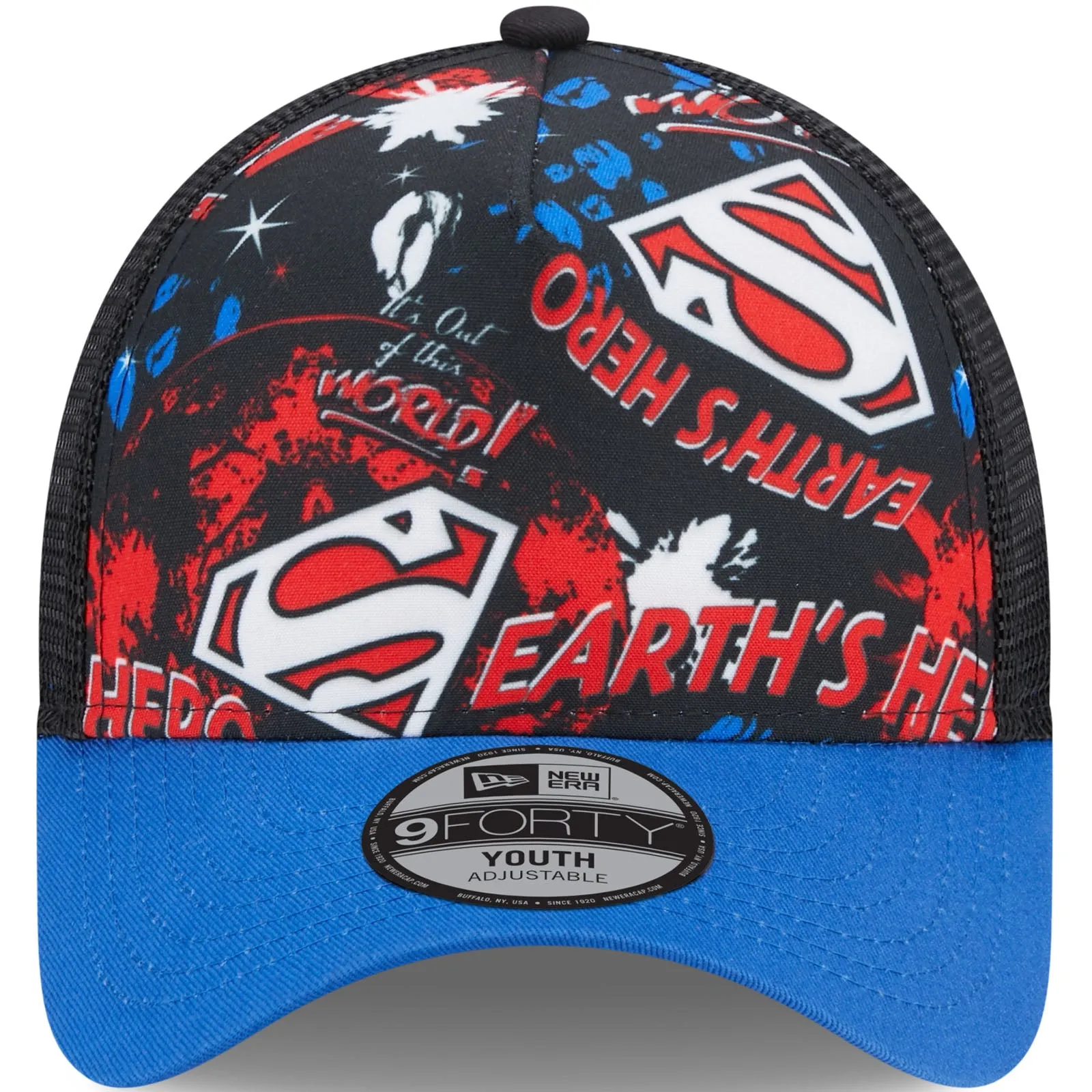 New Era Kids 9FORTY DC Print Superman Snapback Trucker Cap - Saphire