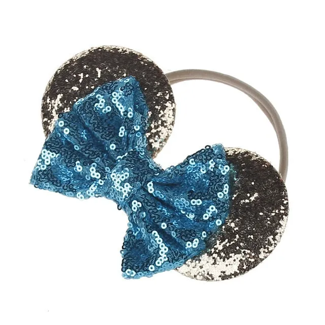 Sparkling Minnie Mouse Ears Headband with Sequin Bows for Kids Girls Hair Accessory