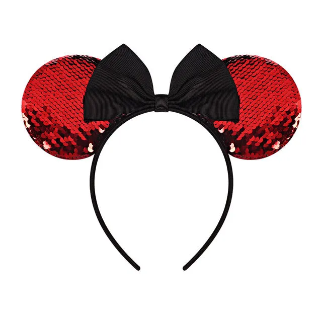 Sparkling Minnie Mouse Ears Headband with Sequin Bows for Kids Girls Hair Accessory