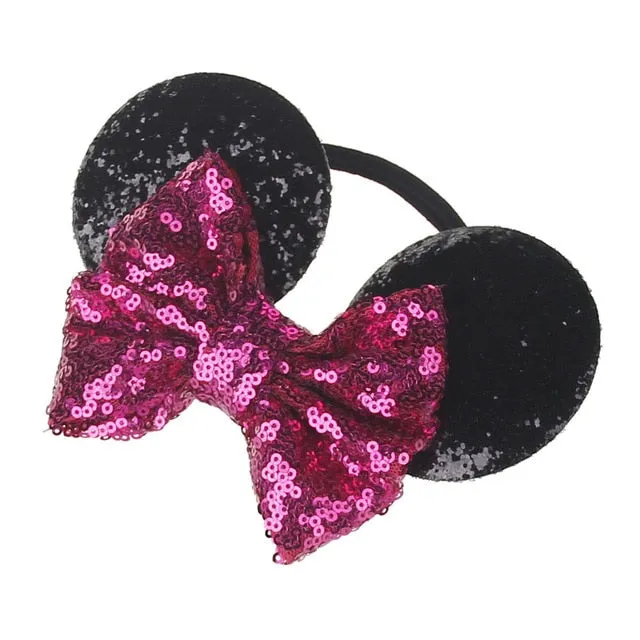 Sparkling Minnie Mouse Ears Headband with Sequin Bows for Kids Girls Hair Accessory