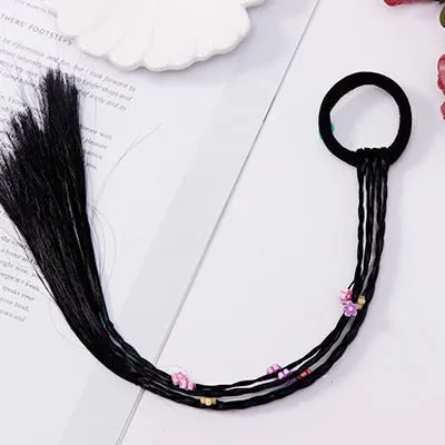 New Colorful Wigs and Ponytail Hair Ornament Headbands with Rubber Bands Hair Accessories for Girls