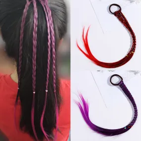 New Colorful Wigs and Ponytail Hair Ornament Headbands with Rubber Bands Hair Accessories for Girls