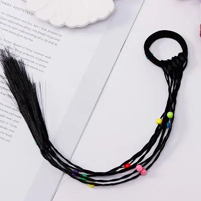 New Colorful Wigs and Ponytail Hair Ornament Headbands with Rubber Bands Hair Accessories for Girls