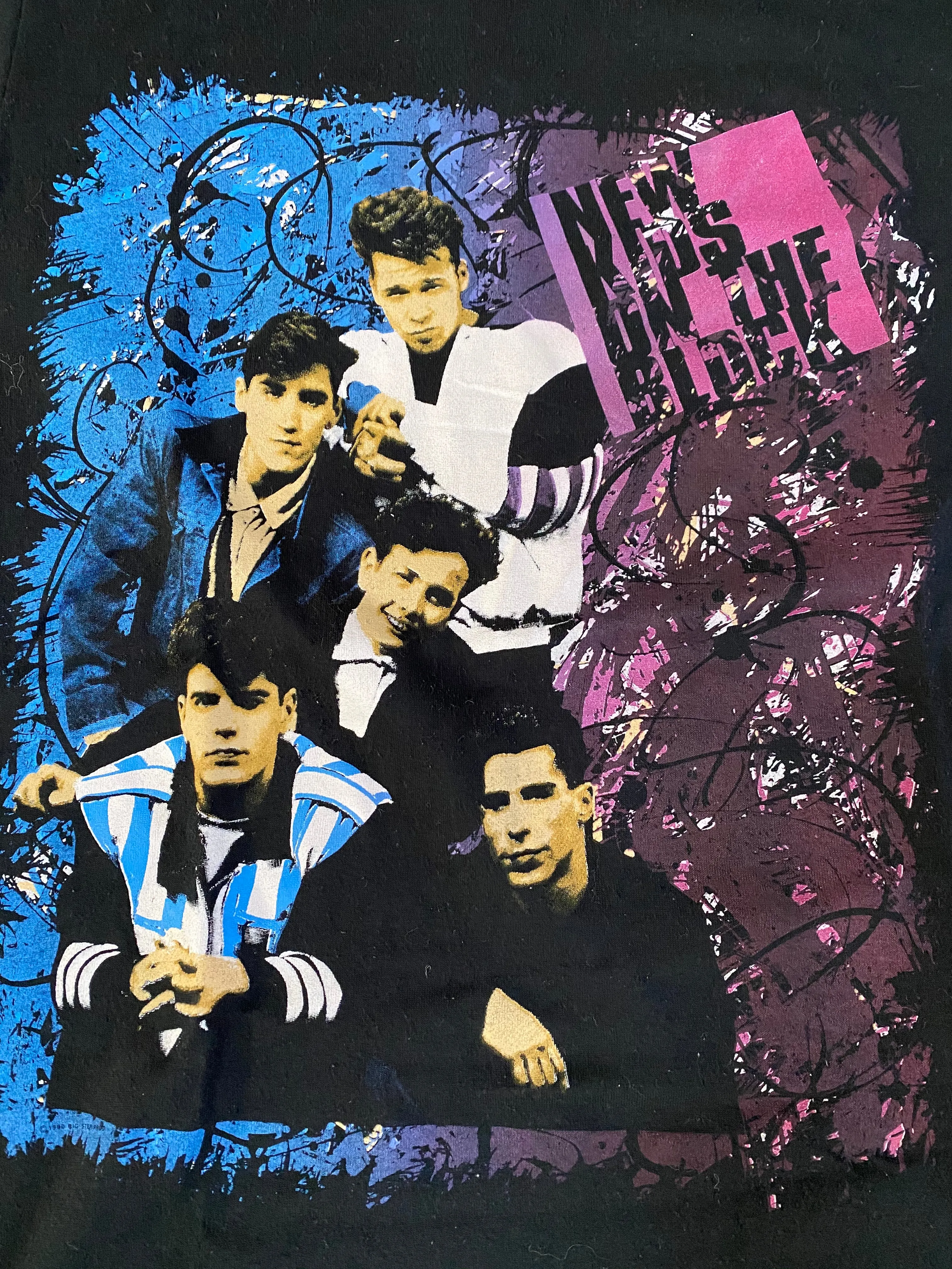 New Kids On The Block 1990 Neon Vintage Distressed Tour T-shirt