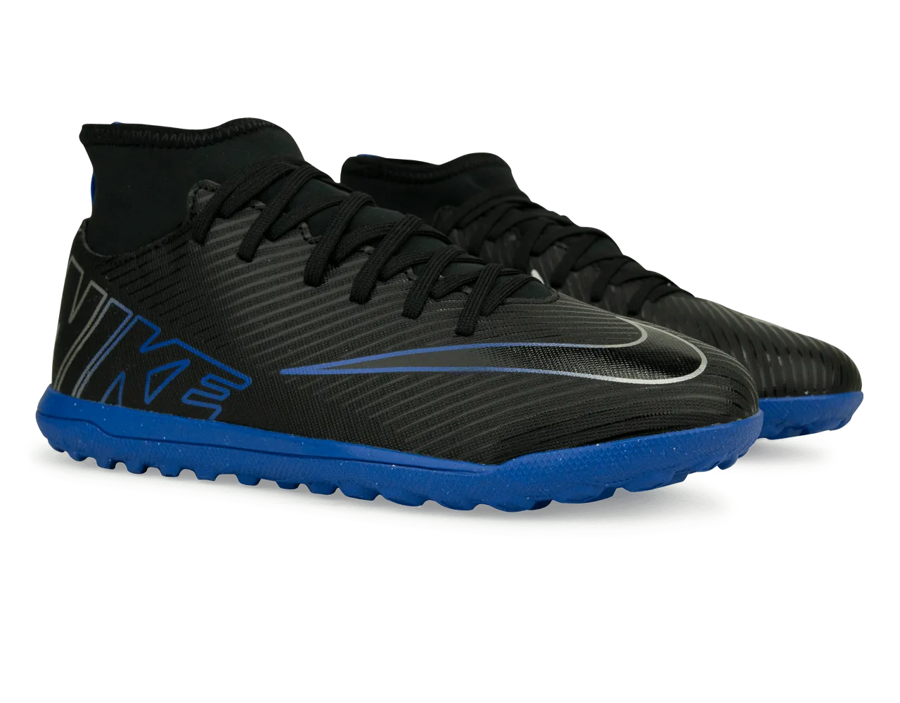 Black and blue Nike kids shoes