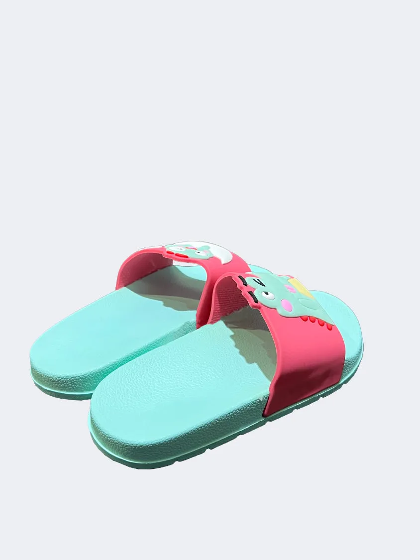 Oil And Gaz Ds Croco Kids Beach Slippers Green/Pink