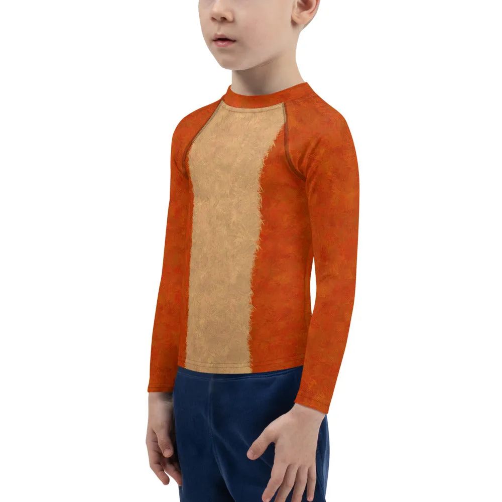 Orange Cat Fur Print Kids' Rash Guard