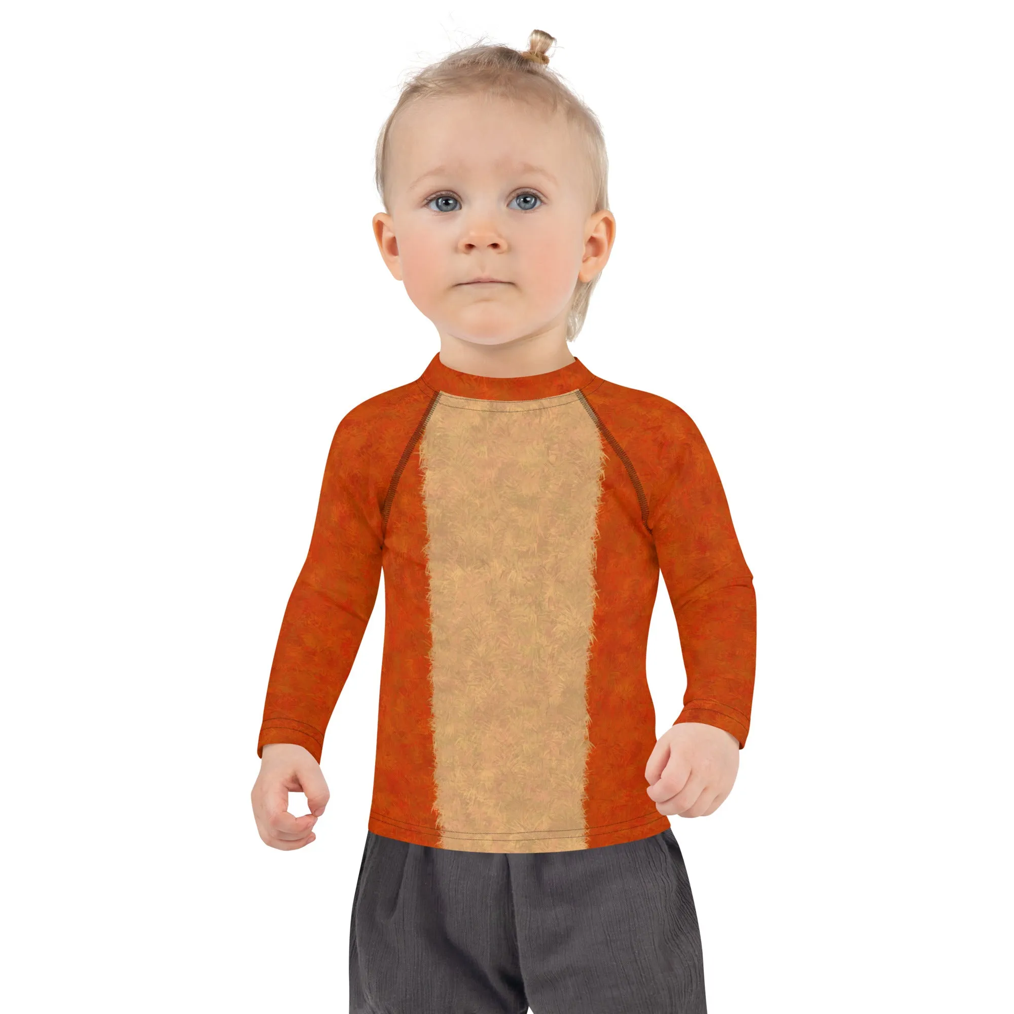 Orange Cat Fur Print Kids' Rash Guard