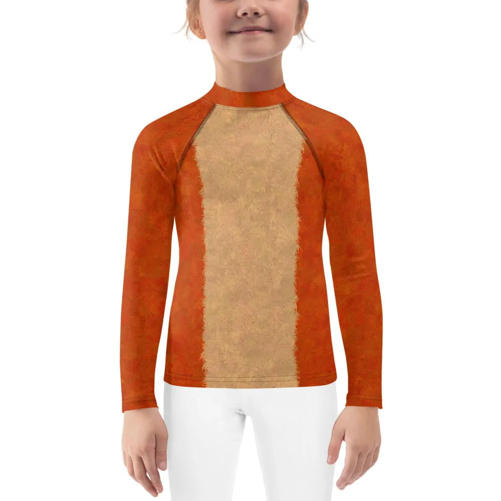 Orange Cat Fur Print Kids' Rash Guard