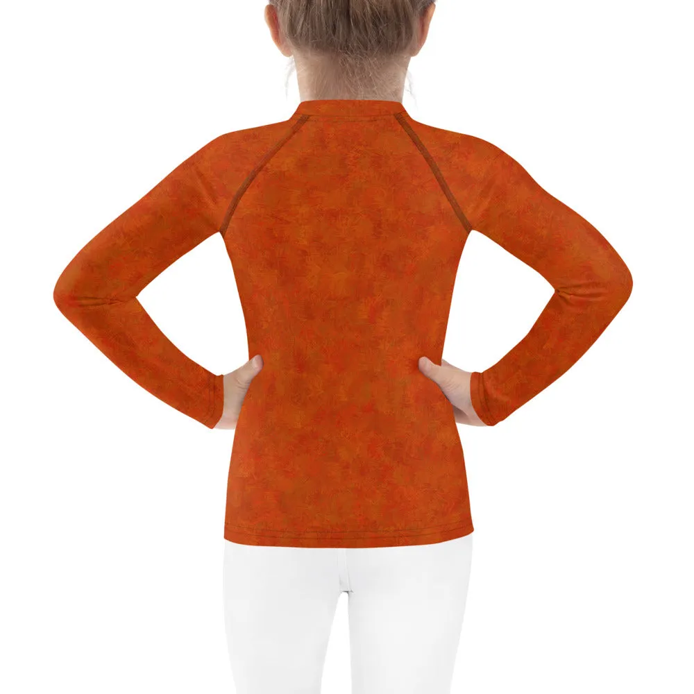 Orange Cat Fur Print Kids' Rash Guard