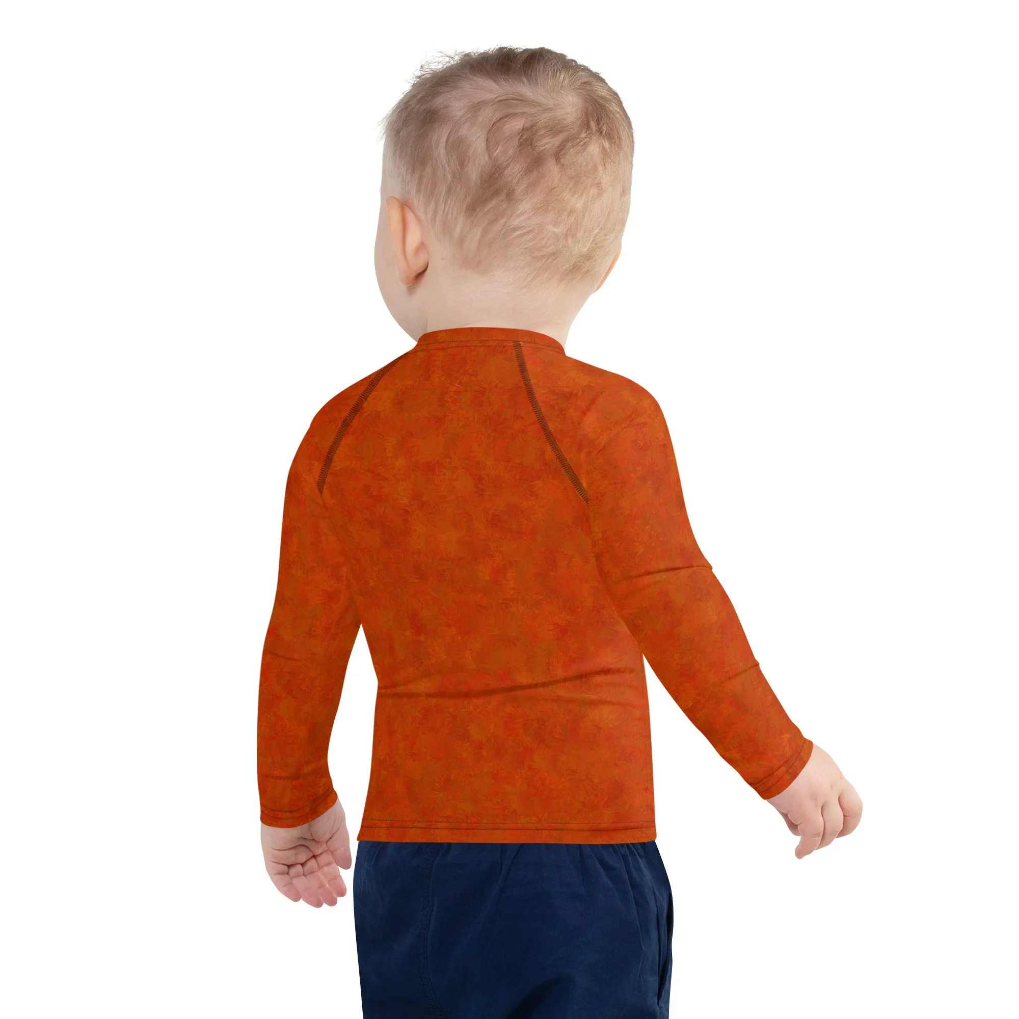 Orange Cat Fur Print Kids' Rash Guard