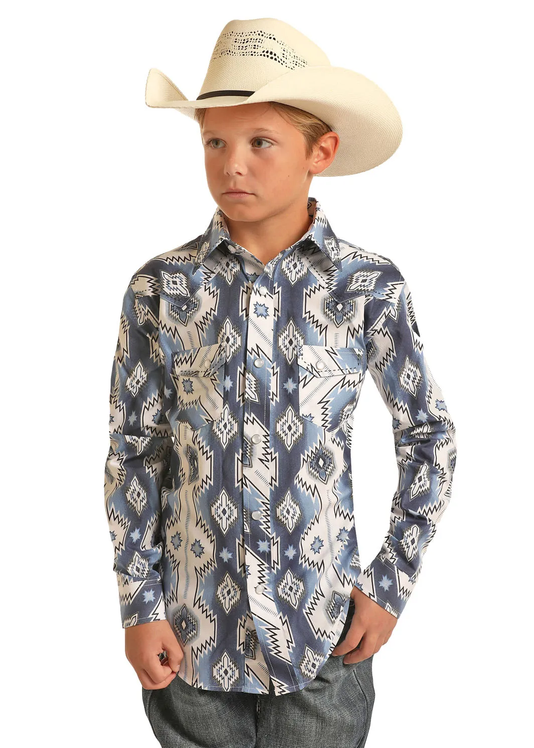 Panhandle Slim Kids Blue R & R Snap Button Shirt